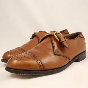 Vintage Allen Edmonds Hillsboro Brown Leather Monk Strap Brogue Shoes Size 10D